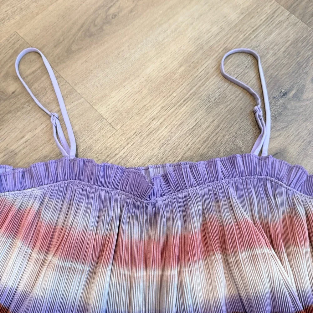 MADEWELL Pleated Cami Top Ombre Purple Coral Rust Tank‎ Spaghetti Strap Size S
